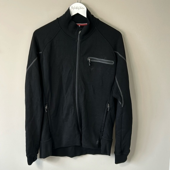 Smartwool Men’s Full Zip Merino Wool Jacket Black Pockets Thumb Holes Sz L Flaw - Picture 1 of 12